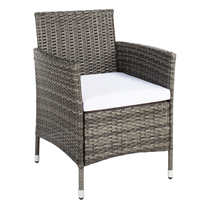 Safavieh Bandele 4Pc Wicker and Rattan Living Set in Gray / Brown / White