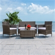 Safavieh Bandele 4Pc Wicker and Rattan Living Set in Gray / Brown / White