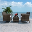 Safavieh Bandele 4Pc Wicker and Rattan Living Set in Gray / Brown / White