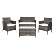 Safavieh Bandele 4Pc Wicker and Rattan Living Set in Gray / Brown / White