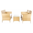 Safavieh Bandele 4Pc Wicker and Rattan Living Set in Natural / White