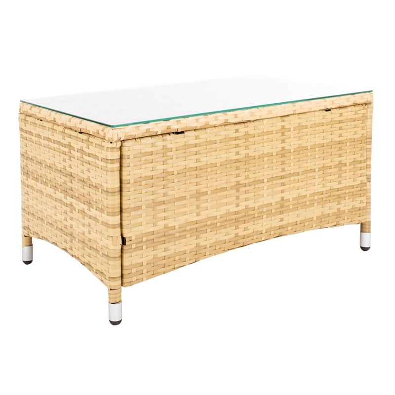 Safavieh Bandele 4Pc Wicker and Rattan Living Set in Natural / White