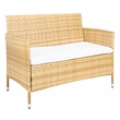 Safavieh Bandele 4Pc Wicker and Rattan Living Set in Natural / White