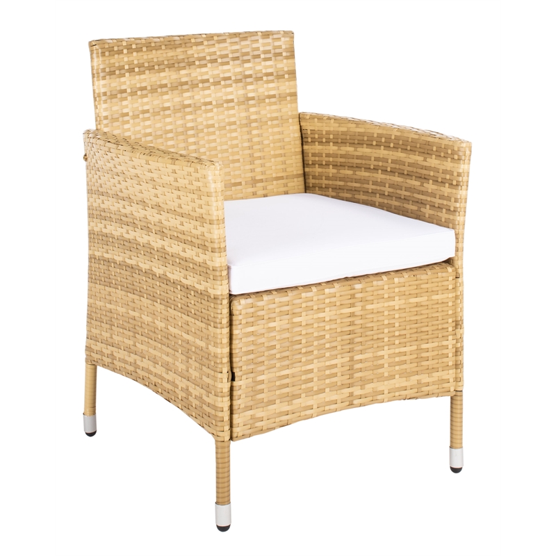 Safavieh Bandele 4Pc Wicker and Rattan Living Set in Natural / White