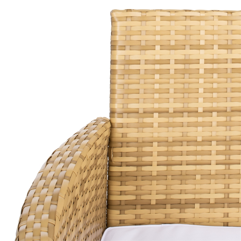 Safavieh Bandele 4Pc Wicker and Rattan Living Set in Natural / White