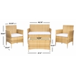 Safavieh Bandele 4Pc Wicker and Rattan Living Set in Natural / White