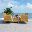 Safavieh Bandele 4Pc Wicker and Rattan Living Set in Natural / White