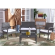 Safavieh Bassey 4Pc Wicker and Rattan Living Set in Gray / Brown / White