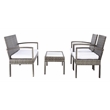 Safavieh Bassey 4Pc Wicker and Rattan Living Set in Gray / Brown / White
