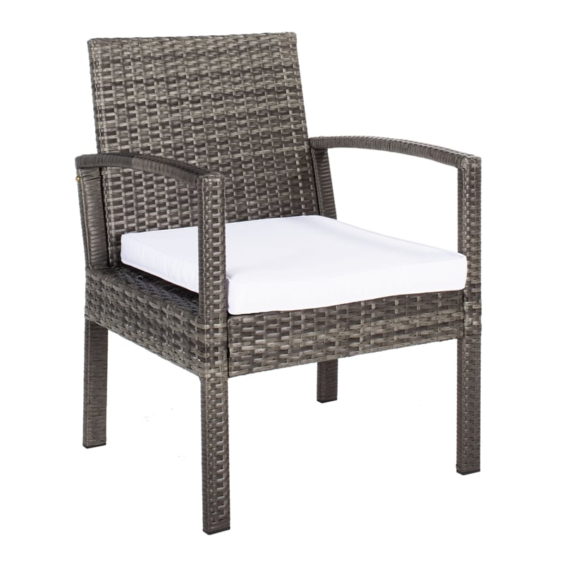 Safavieh Bassey 4Pc Wicker and Rattan Living Set in Gray / Brown / White