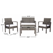 Safavieh Bassey 4Pc Wicker and Rattan Living Set in Gray / Brown / White