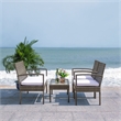 Safavieh Bassey 4Pc Wicker and Rattan Living Set in Gray / Brown / White