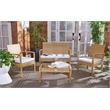 Safavieh Bassey 4Pc Wicker and Rattan Living Set in Natural / White