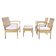 Safavieh Bassey 4Pc Wicker and Rattan Living Set in Natural / White