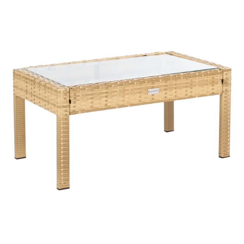 Safavieh Bassey 4Pc Wicker and Rattan Living Set in Natural / White