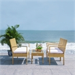 Safavieh Bassey 4Pc Wicker and Rattan Living Set in Natural / White