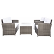 Safavieh Vellor 4 Pc Wicker and Rattan Living Set in Gray / Brown / White