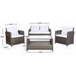 Safavieh Vellor 4 Pc Wicker and Rattan Living Set in Gray / Brown / White