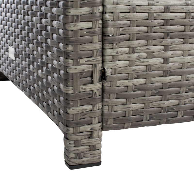 Safavieh Vellor 4 Pc Wicker and Rattan Living Set in Gray / Brown / White