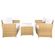 Safavieh Vellor 4 Pc Wicker and Rattan Living Set in Natural / White