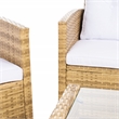 Safavieh Vellor 4 Pc Wicker and Rattan Living Set in Natural / White