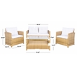 Safavieh Vellor 4 Pc Wicker and Rattan Living Set in Natural / White