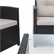 Safavieh Vellor 4 Pc Wicker and Rattan Living Set in Black / Light Gray