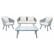 Safavieh Jorda 4Pc Steel and Fabric Living Set in Gray / Beige