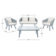 Safavieh Jorda 4Pc Steel and Fabric Living Set in Gray / Beige