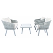 Safavieh Jorda 4Pc Steel and Fabric Living Set in Gray / Beige