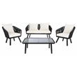 Safavieh Jorda 4Pc Steel and Fabric Living Set in Black / Beige