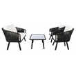 Safavieh Jorda 4Pc Steel and Fabric Living Set in Black / Beige
