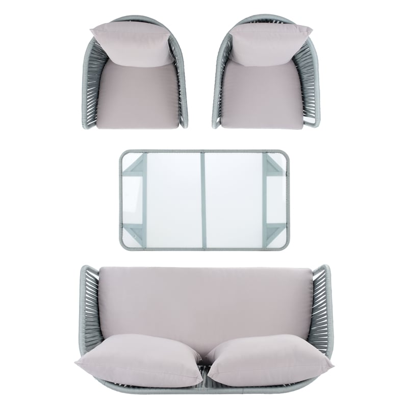 Safavieh Jorda 4Pc Steel and Fabric Living Set in Gray / Gray