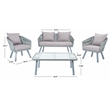 Safavieh Jorda 4Pc Steel and Fabric Living Set in Gray / Gray