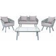 Safavieh Jorda 4Pc Steel and Fabric Living Set in Gray / Gray
