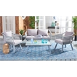 Safavieh Torsla 4Pc Steel and Fabric Living Set in Gray / Gray