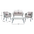 Safavieh Torsla 4Pc Steel and Fabric Living Set in Gray / Gray