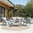 Safavieh Torsla 4Pc Steel and Fabric Living Set in Gray / Gray