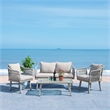 Safavieh Torsla 4Pc Steel and Fabric Living Set in Gray / Gray
