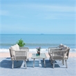 Safavieh Torsla 4Pc Steel and Fabric Living Set in Gray / Gray
