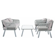 Safavieh Torsla 4Pc Steel and Fabric Living Set in Gray / Gray