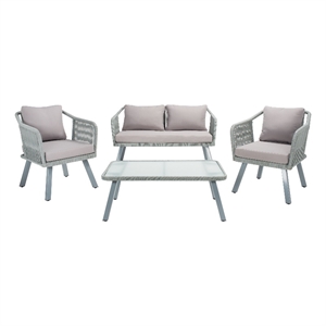 Safavieh Torsla 4Pc Steel and Fabric Living Set in Gray / Gray