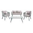 Safavieh Torsla 4Pc Steel and Fabric Living Set in Gray / Gray