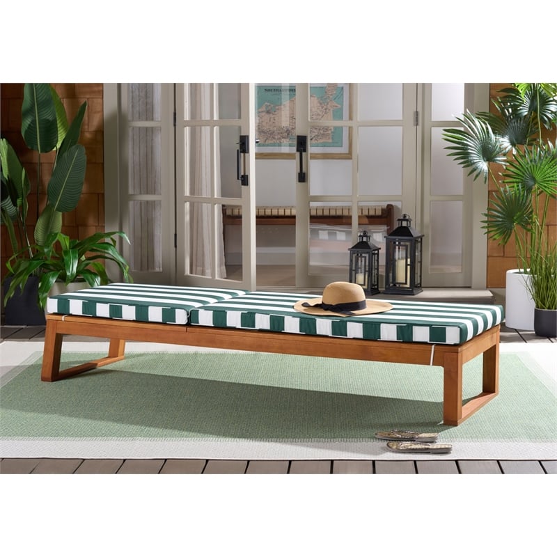 Safavieh Sophie Wood Lounger  in Natural /  Green