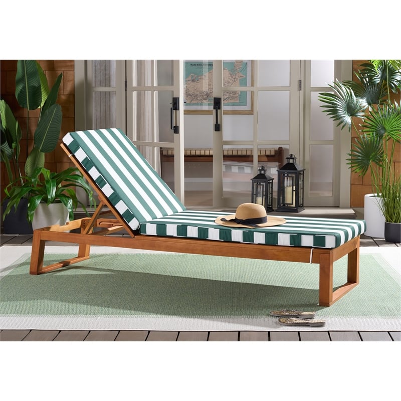Safavieh Sophie Wood Lounger  in Natural /  Green