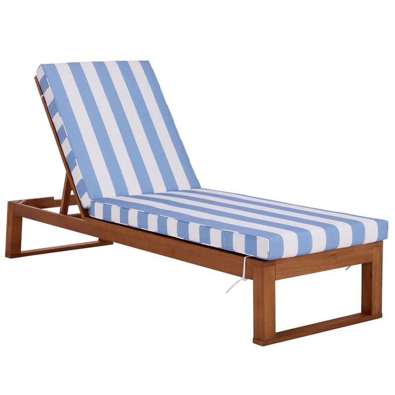 Safavieh Sophie Wood Lounger in Natural / Baby Blue