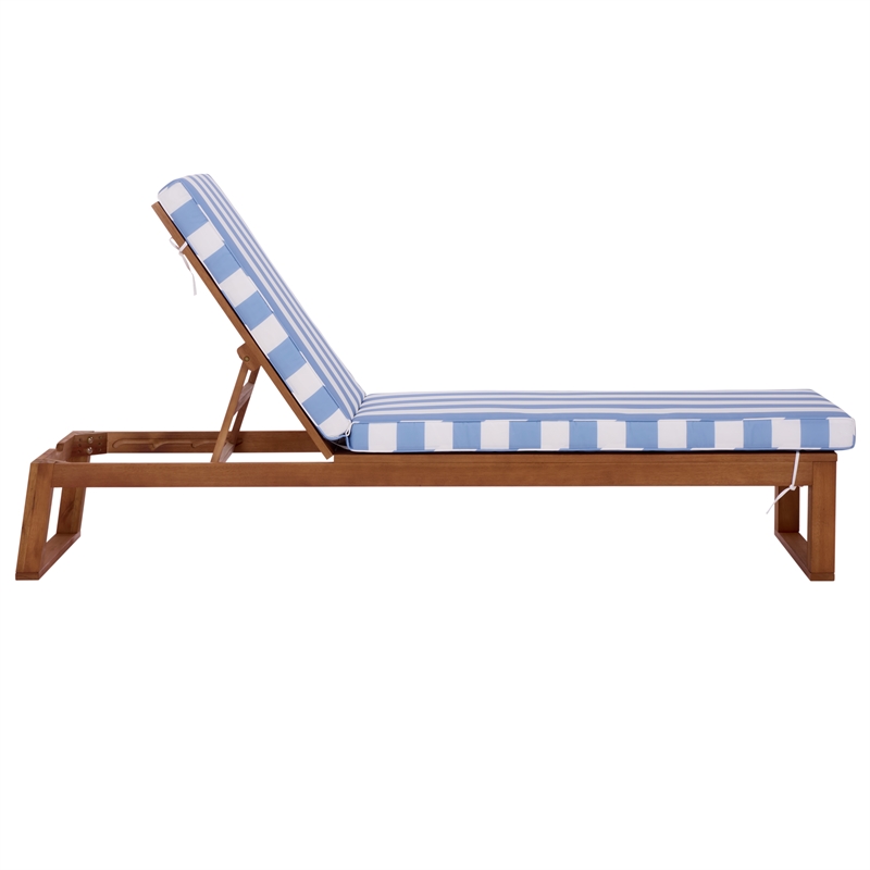 Safavieh Sophie Wood Lounger in Natural / Baby Blue