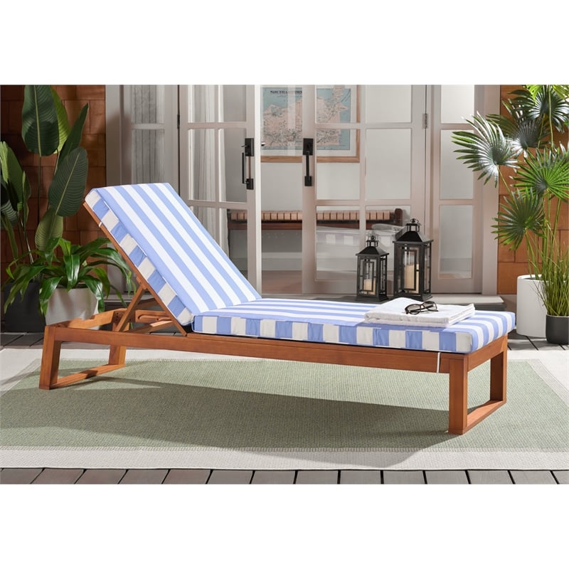 Safavieh Sophie Wood Lounger in Natural / Baby Blue