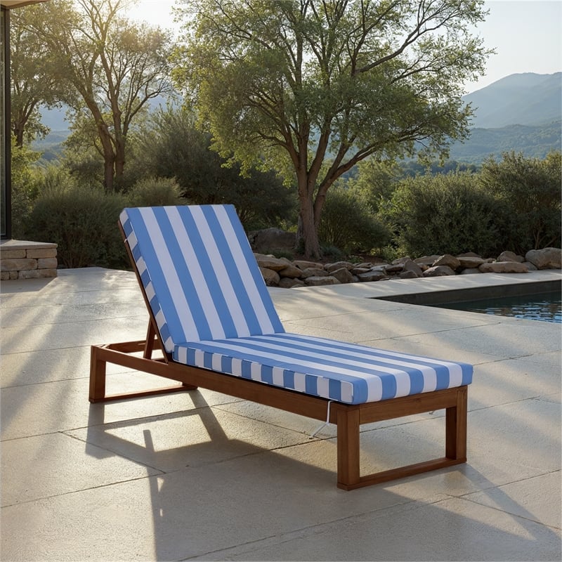 Safavieh Sophie Wood Lounger in Natural / Baby Blue