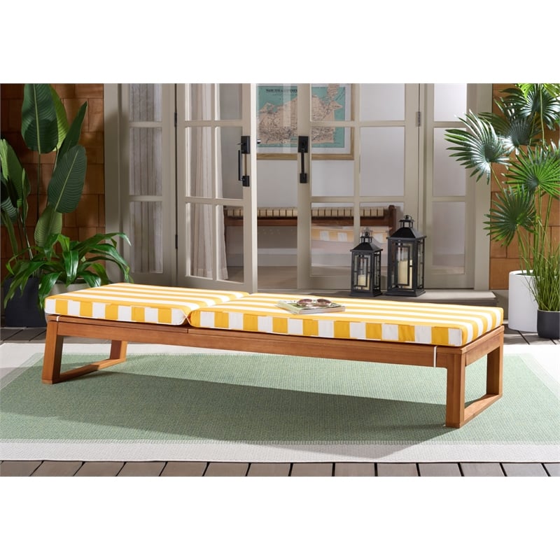 Safavieh Sophie Wood Lounger in Natural / Yellow